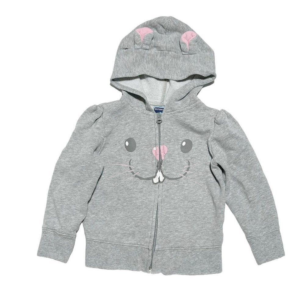 Old Navy Girls Mouse Print Hooded Zip Up Sweatshirt